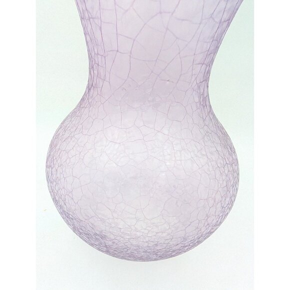 Vintage Libbey Frosted Crackle Glass Vase Purppish Pink Tone Marked L 7.08" - Picture 4 of 11